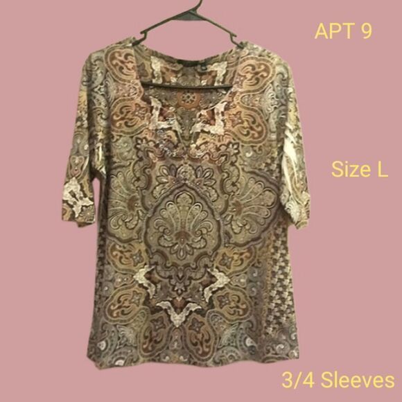 ⭐️5/$25 APT 9 SIZE L BLOUSE/TOP 3/4" Sleeves - Picture 1 of 5